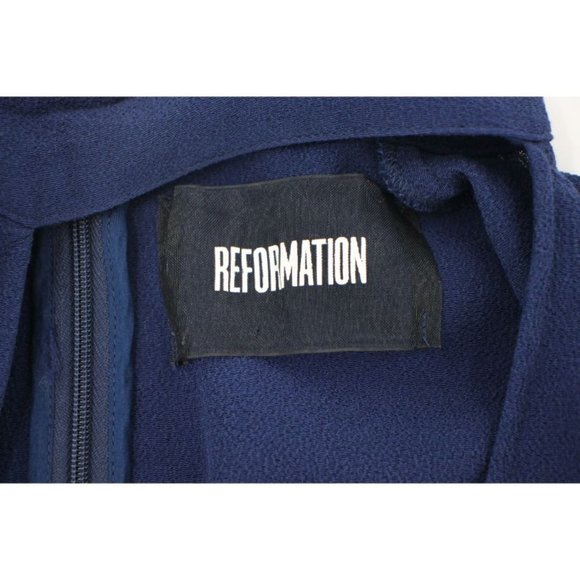 reformation Women's S/M Wrap around mini dress blue long sleeve back zip - Picture 2 of 9